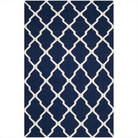 Safavieh 8 x 10 ft. Large Rectangle- Contemporary Dhurries Navy And Ivory Hand Woven Rug DHU634D-8